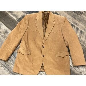 VTG Circle S Corduroy Blazer Mens Brown Tan Western Elbow Patches Size 48L